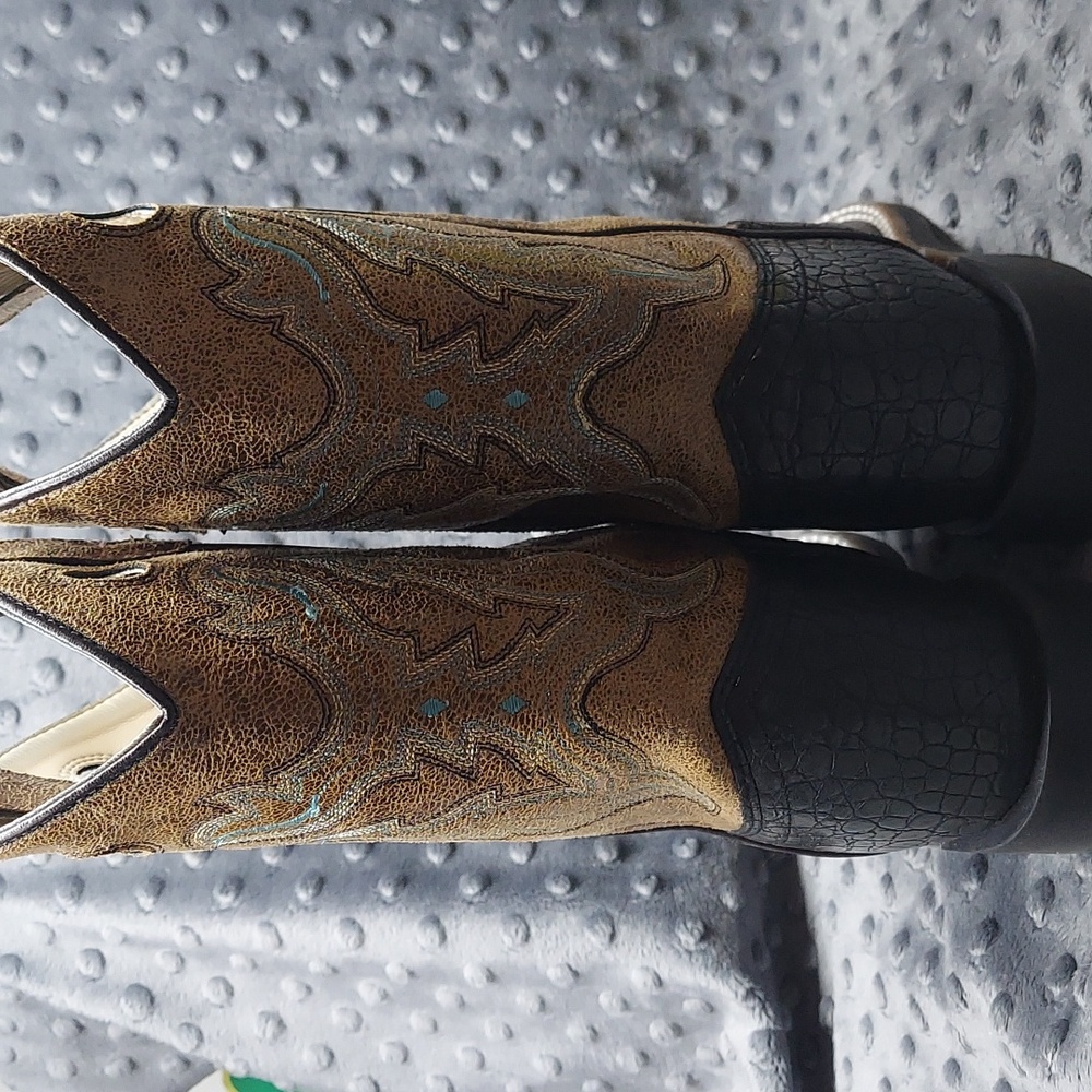 Old West Kid's Black Crocodile Print Children's Boots Size 2.0 D - Picture 5 of 12